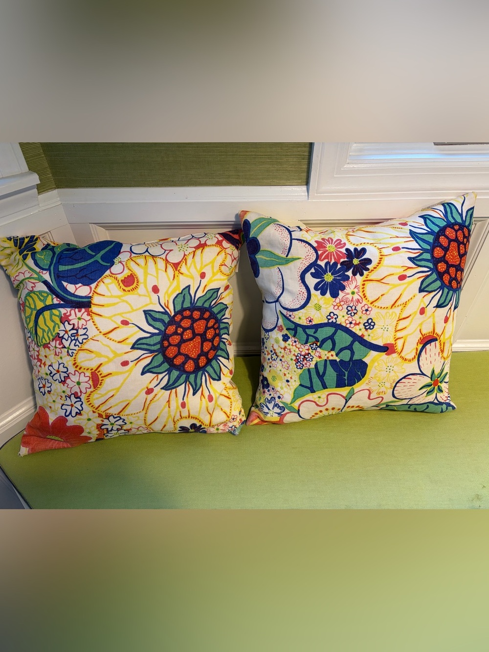 Authentic Svenset Tenn Josef Frank "Mirakel" Linen Down Pillows - Pair (18x18)